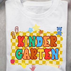 Kindergarten Back to School PNG Checkered Bundle, Kindergarten Kid Design Uniform, First Day Shirt PNG, Boy Girl School Png