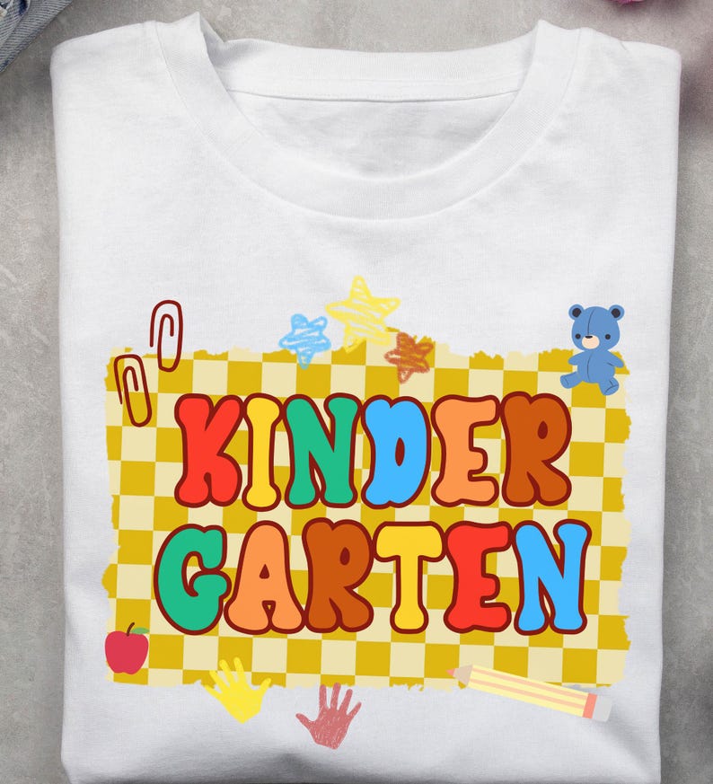 Kindergarten Back to School PNG Checkered Bundle, Kindergarten Kid Design Uniform, First Day Shirt PNG, Boy Girl School Png