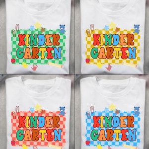 Kindergarten Back to School PNG Checkered Bundle, Kindergarten Kid Design Uniform, First Day Shirt PNG, Boy Girl School Png