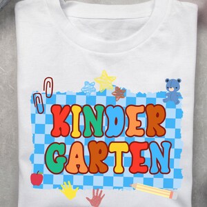 Kindergarten Back to School PNG Checkered Bundle, Kindergarten Kid Design Uniform, First Day Shirt PNG, Boy Girl School Png