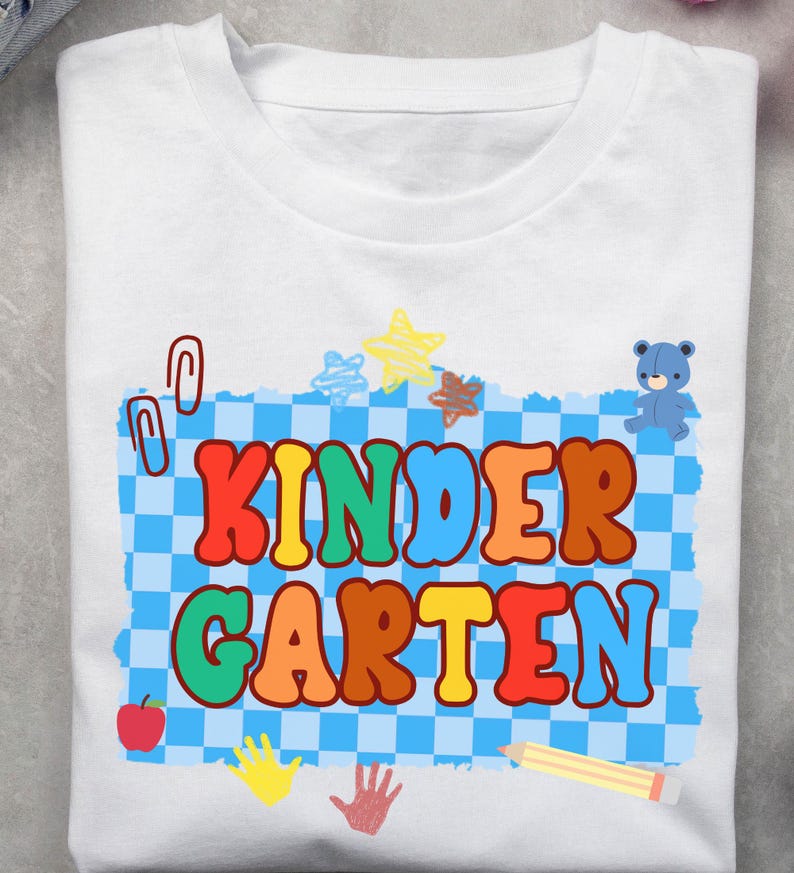 Kindergarten Back to School PNG Checkered Bundle, Kindergarten Kid Design Uniform, First Day Shirt PNG, Boy Girl School Png