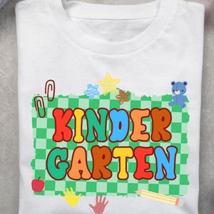 Kindergarten Back to School PNG Checkered Bundle, Kindergarten Kid Design Uniform, First Day Shirt PNG, Boy Girl School Png