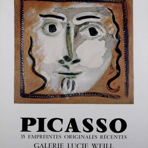 Cartel original de la exposición Picasso en la galería Lucie Weill, 1970