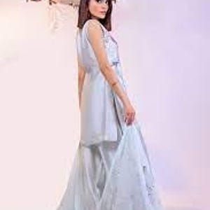 Handmade Sheesha Silk Farshi Shalwar Suit | Rhinestone Sequin Work image 11