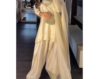 Shalwar Kameez - Pakistanisches Farshi Kleid mit Spiegelarbeit