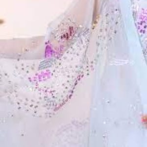 Handmade Sheesha Silk Farshi Shalwar Suit | Rhinestone Sequin Work image 12