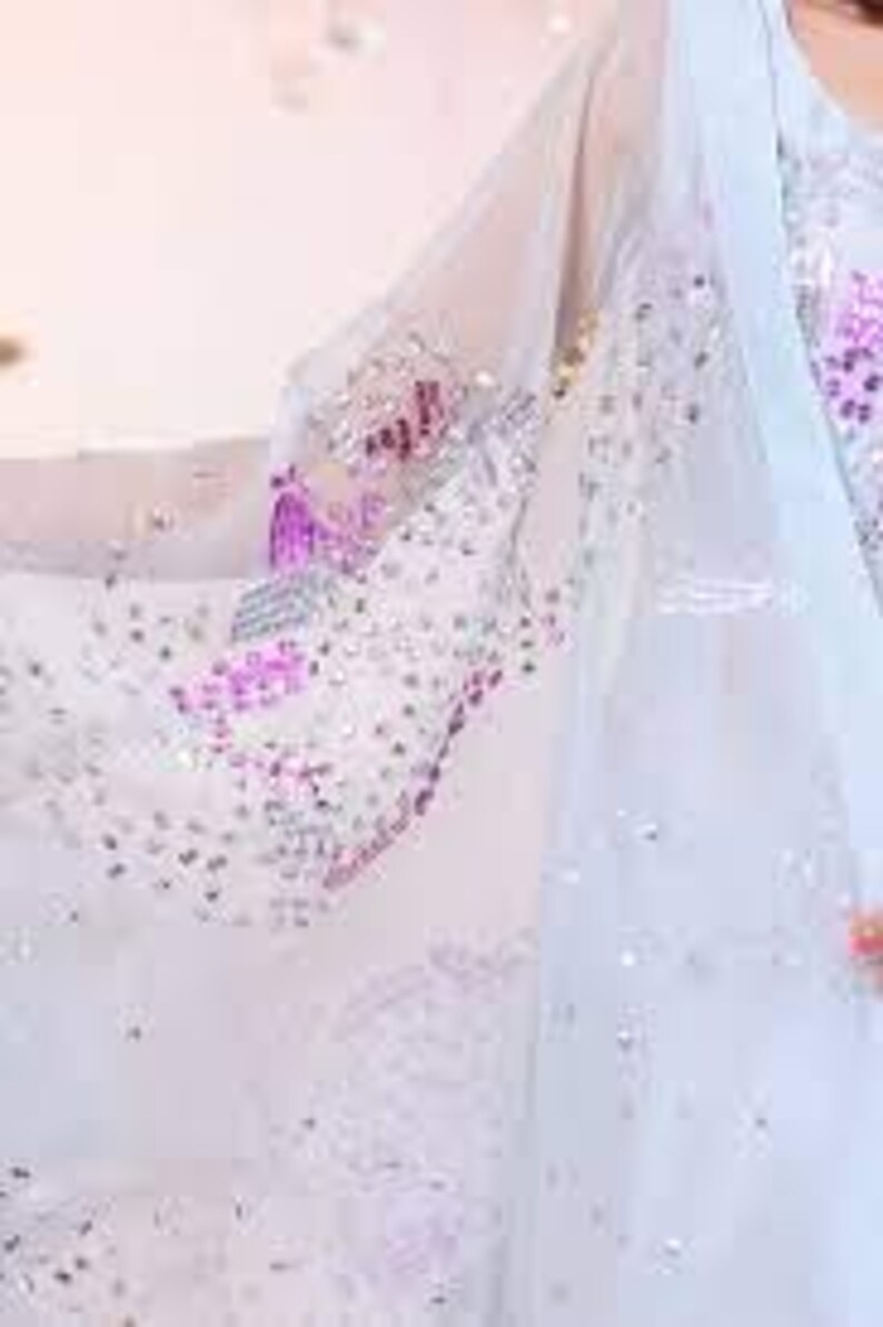 Handmade Sheesha Silk Farshi Shalwar Suit | Rhinestone Sequin Work image 12