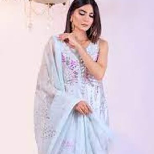 Handmade Sheesha Silk Farshi Shalwar Suit | Rhinestone Sequin Work image 13
