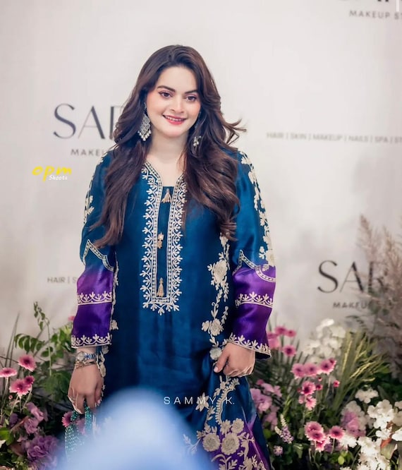 blue dress makeup pakistani WOMEN'S PRET MEHRUNNISA