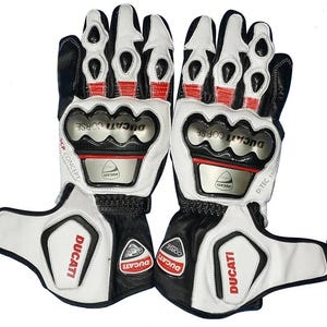 Guanti da moto Ducati C6 Corse 2019 / Guanti da motociclista in pelle da corsa / Tutte le taglie / Uomo e donna