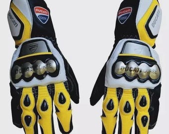 Ducati Motorcycle Gloves | Racing Leather Biker Gloves | All Sizes | Men's & Women's
