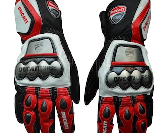 Ducati Motorcycle Gloves | Racing Leather Biker Gloves | All Sizes | Men's & Women's
