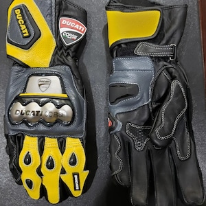 Guanti da moto Ducati MotoGP / Guanti da motociclista in pelle da corsa / Tutte le taglie / Uomo e donna