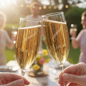 Engraved Crystal Champagne Glass, Personalized Wedding Toast
