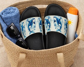 Sandalias con diseño de ballena para hombre, calzado náutico para playa y piscina