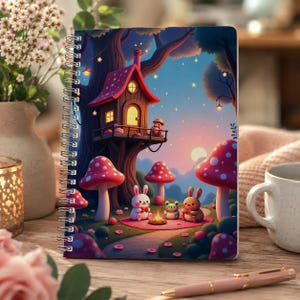 Magical Forest A5 Notebook | Whimsical Bunnies, Mushrooms, Sketchbook (Wire-O Bound) 2026