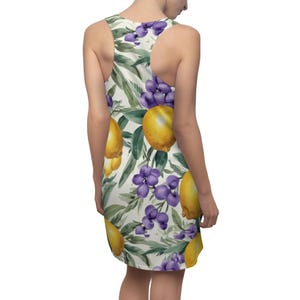 Lemon Floral Racerback Dress, Summer Outfit, Beachwear, Casual Dress, Vacation Style, Elegant Floral Apparel