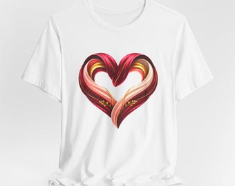 Camiseta con corazón y lazo floral, camiseta para San Valentín, el mejor regalo para ella / Camiseta con ilustración de corazón