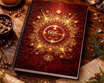 666 Hz Journal, Ornate Cover, Sacred Geometry, Manifestation Diary, Mystic Notebook