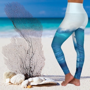 Ocean Wave Yoga Leggings mit hoher Taille, Fitness, Workout, Athleisure, Activewear, Sommer Style, Yoga-Enthusiast