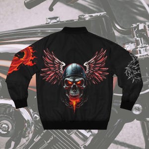 Ride Free Mens Bomber Jacket, Edgy Fashion, Biker Style, Casual Wear, Unique Gift, Motorcycle Apparel, Motorcycle Gear, Skull and Dragon