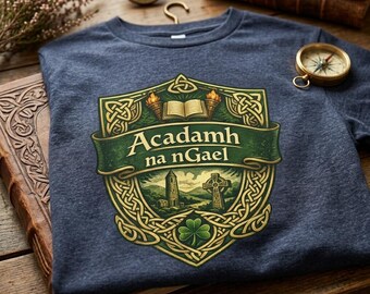 Acadamh na nGael Crest T-Shirt | Celtic Knots Heritage Graphic Tee