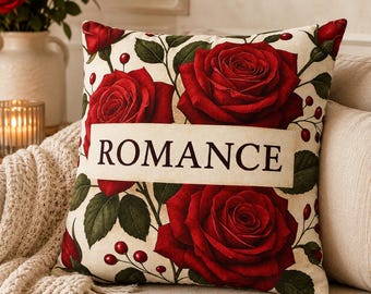 Funda de almohada romántica con diseño de rosas, decoración acogedora para el hogar, cojín de poliéster hilado.