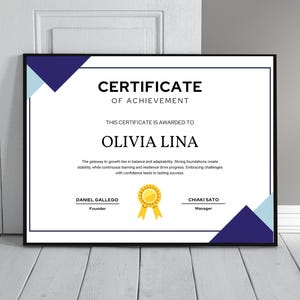 Certificate of Achievement, Certificate Template, Editable Template, Printable Award, Digital Certificate, Achievement Award, Recognition