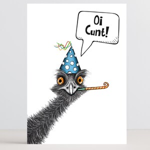 Carte de voeux Emu The Potty Mouth - Carte de blague d'anniversaire effrontée, grossière et drôle pour les amis et la famille. Carte d'anniversaire pour lui ou pour elle.