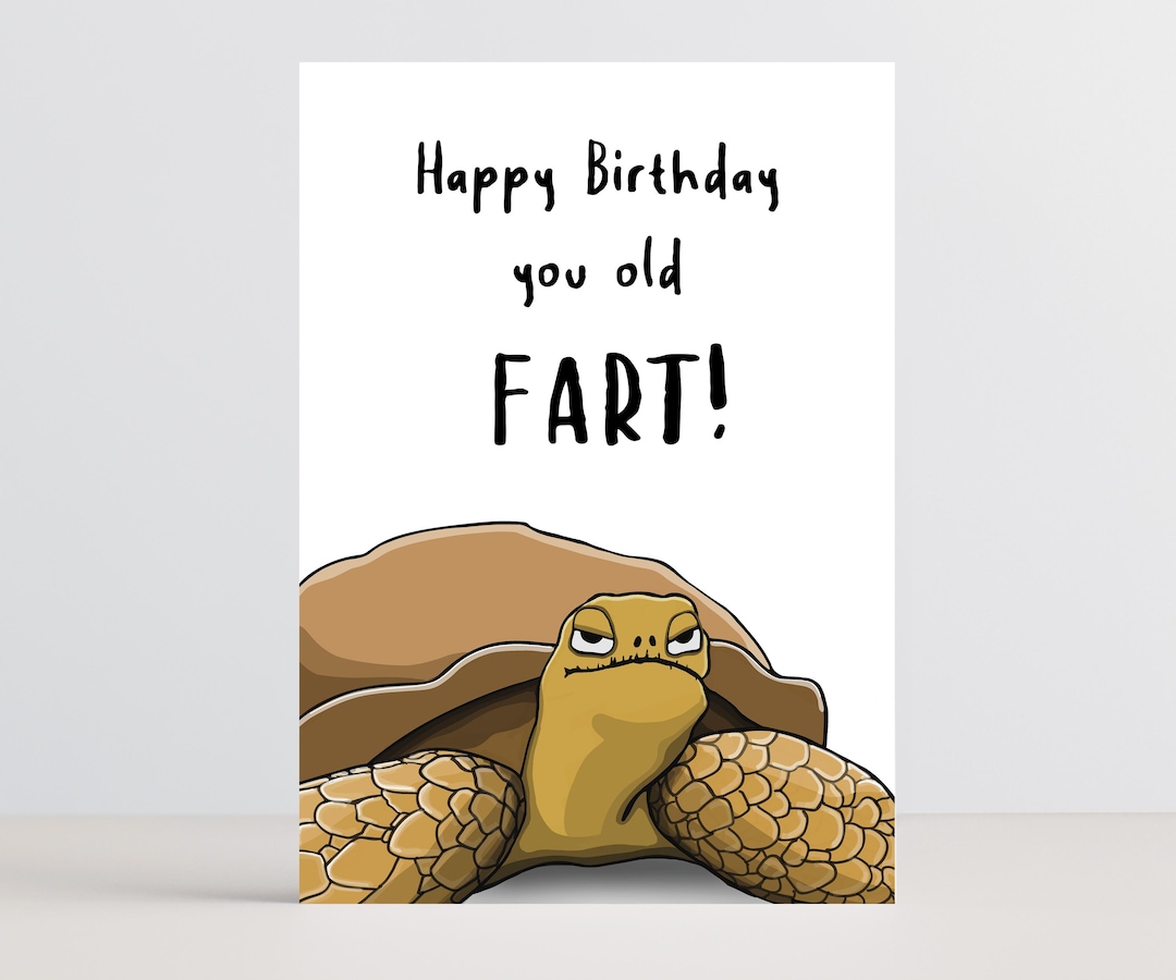 Funny Grumpy Old Man Birthday Card – Rude Tortoise Greeting Card for ...