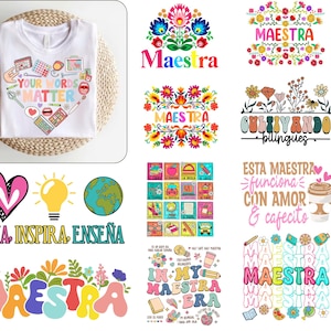Maestra PNG Bundle, Retro Maestra Word Png, Teacher Life, Teach Love Inspire, Spanish Teacher, Teacher Appreciation Gift, Maestra Svg