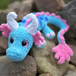 Dragon crochet pattern, amigurumi dinosaur, plush dragon crochet toy pattern