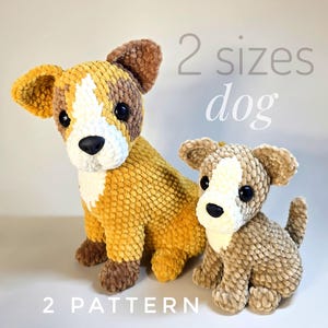 Set Pattern 2 dog sizes, crochet dog and puppy