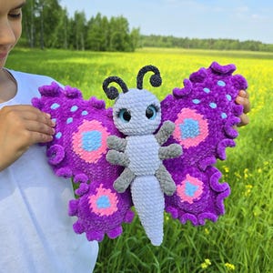 Crochet Butterfly Pattern, stuffed butterfly toy