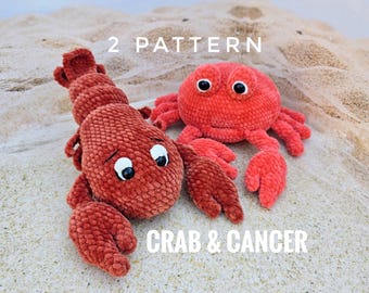 Amigurumi Crab and Cancer Crochet Pattern: Plush Toy (Two PDF Files)
