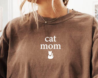 Comfort Colors Cat Mom Shirt: Soft Cotton Tee, Cat Lover Gift