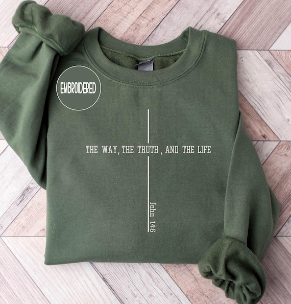 Embroidered Christian Christmas Sweatshirt, Jesus Lover Gift