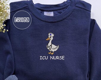 Embroidered ICU Nurse Sweatshirt: Intensive Care Unit Crewneck