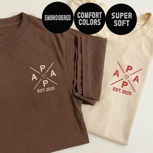 Embroidered Comfort Colors® Custom Papa Shirt, Fathers Day Gift, Gift For Papa, New PApa Shirt, Custom Papa Est T-Shirt, Gift for Grandpa