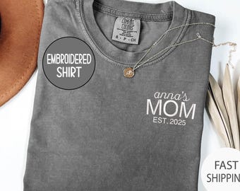Embroidered Mom Shirt: Personalized Comfort Colors Mama Tee