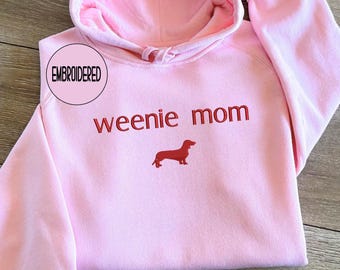 Embroidered Dachshund Mom Sweatshirt, Weiner Dog Gift