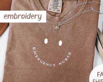 Embroidered Emergency Nurse Comfort Colors Shirt: ER Nurse Gift