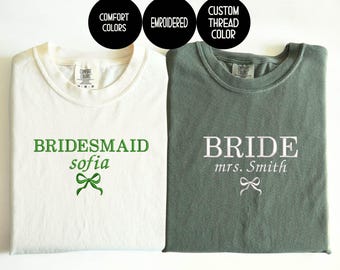 Custom Embroidered Comfort Colors Shirt: Bridal Party Gift
