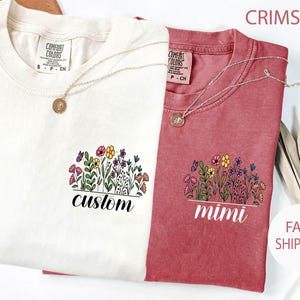 Personalized Wildflower Grandma Shirt: Custom Mimi Gigi Grammy Pocket Tee