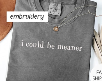 Embroidered Comfort Colors Shirt: I Could Be Meaner Sarcastic Tee