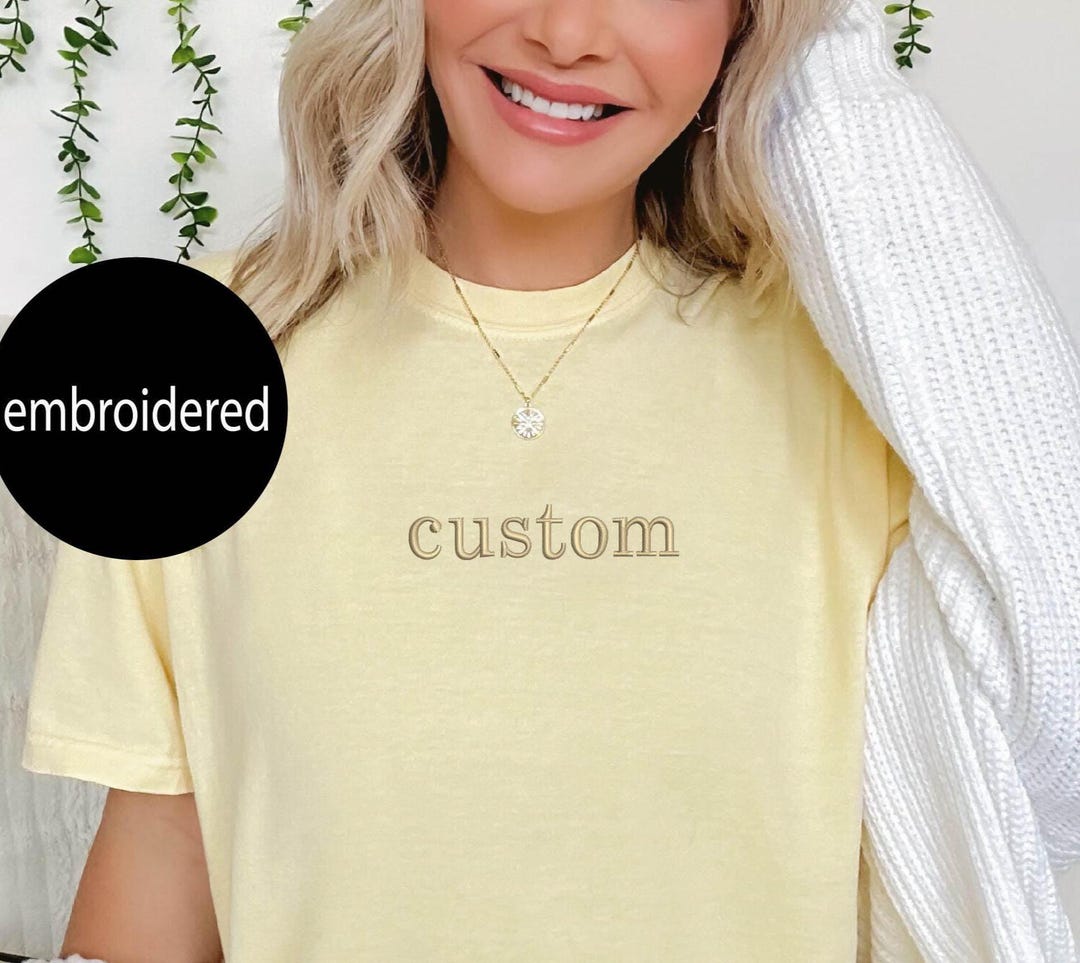 Embroidered Custom Shirt Personalized Text Tee, Customized Group Shirts ...