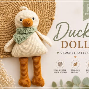 Patrón de ganchillo de pato adorable en PDF – Juguete de amigurumi para bebé, tutorial de muñeco de pato, ganchillo para principiantes, idea de regalo hecha a mano