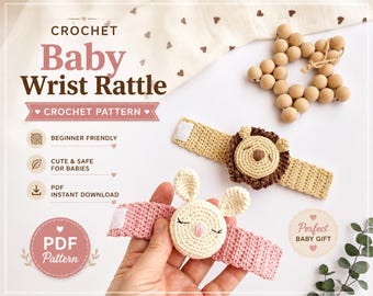 Crochet Baby Wrist Rattle Pattern, Amigurumi Baby Toy PDF, Beginner Friendly, Cute Baby Gift, Animal Wrist Rattle Crochet