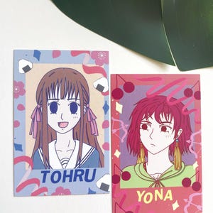 YONA et TOHRU Photocards • Cartes photo manga rectoverso •  Fruits basket • Yona princesse de l'aube • Anime Art • Photocards • Fanart Shojo