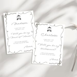 Bridesmaid Proposal Card, Maid of Honor Proposal Card, Will You Be My Bridesmaid, Minimalist Bridesmaid Proposal Template, Hand Drawn card